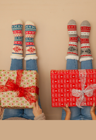 Faux Sherpa Snowflake Slipper Socks