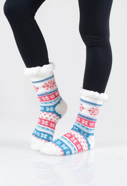 Snowflake Sherpa Slipper Socks