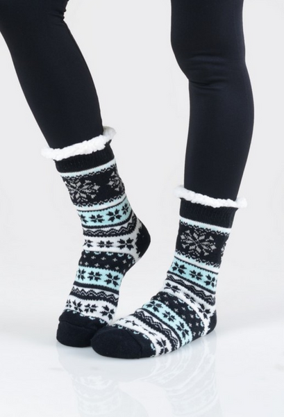 Snowflake Sherpa Slipper Socks