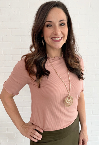 Paris ribbed top Blush
