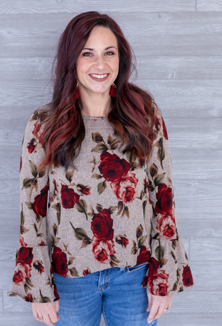 Jessi Floral Top in taupe