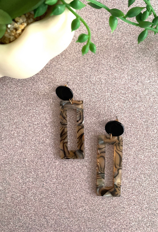 Tiger rectangle earrings
