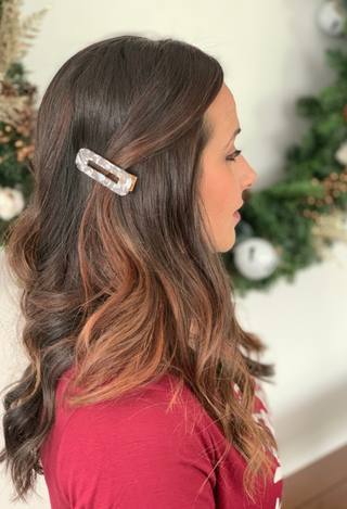 Marbled hair clip in grey