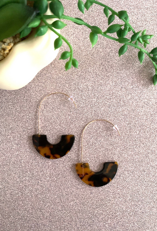 tortoise fish hook earrings