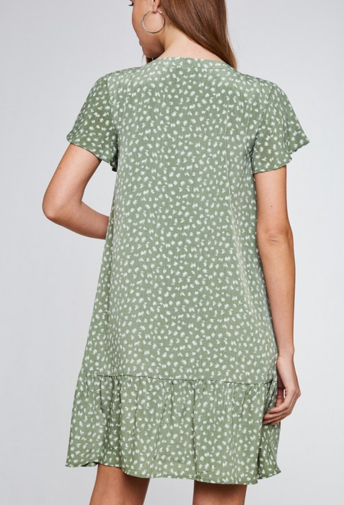 Sage Shift Dress-Final Sale Dot Dot Dream Sage Shift Dress-Final Sale Dot Dot Dream