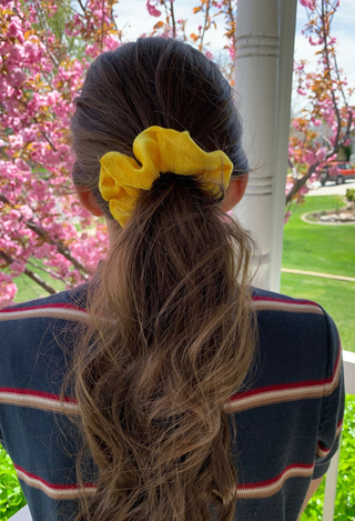yellow velvet scrunchie