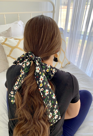 navy floral Skinny scarf
