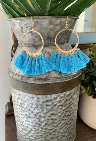 turquoise Tassel drop earrings