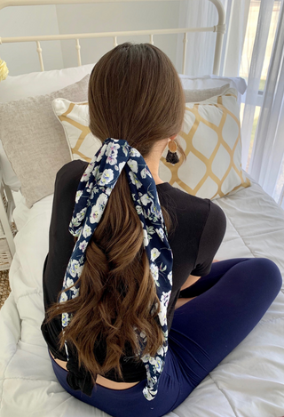 Navy Floral Hair Scarf