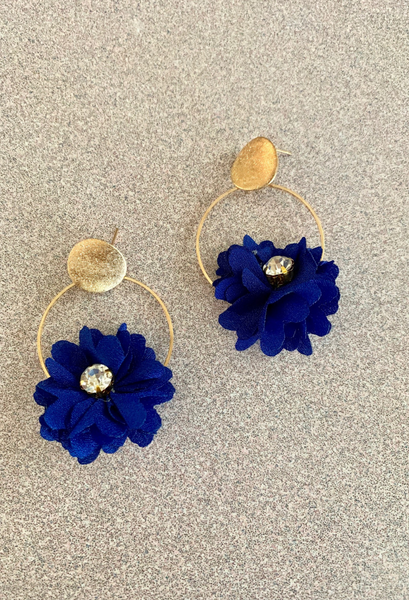 Navy flower earrings