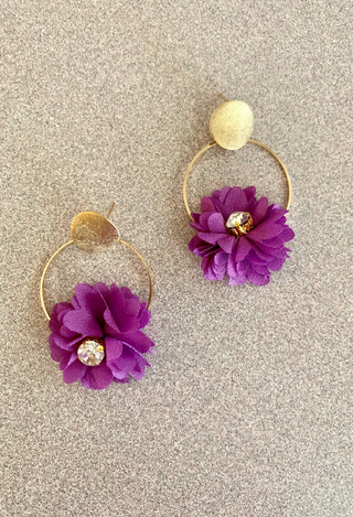 purple flower earrings purple
