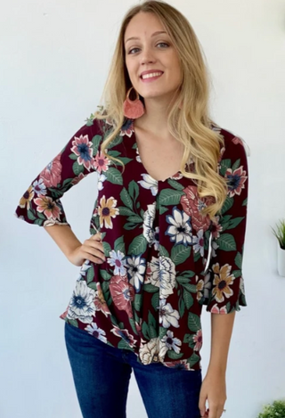 Layla twisted Floral top in plum