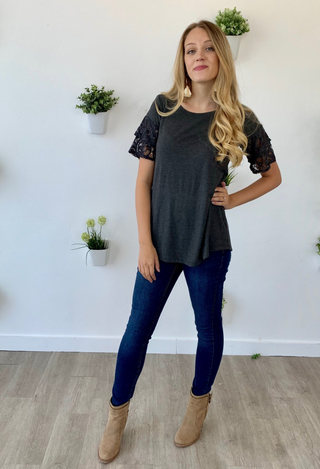 Venice Lace Top charcoal