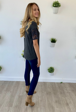 Venice Lace Top charcoal