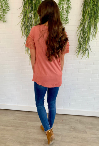 Venice Lace Top ash rose back view