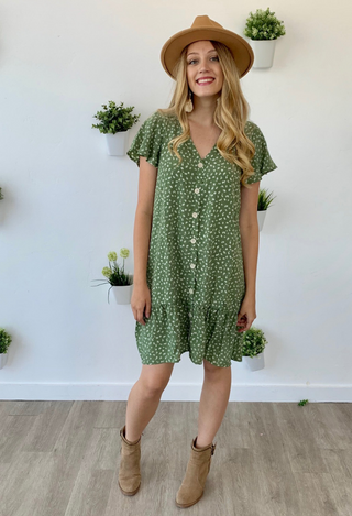 sage shift dress