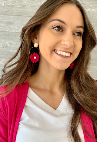 Maya Flower Earrings in Fushia