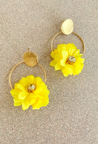 Yellow flower earrings yellow