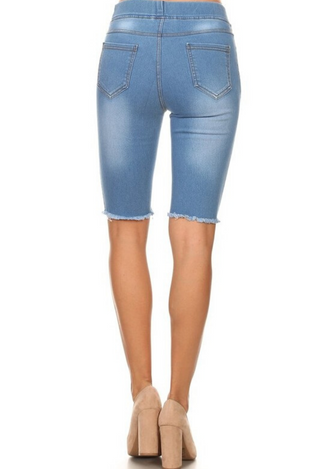 denim bermuda short back view