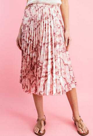 pink Marbled Midi skirt