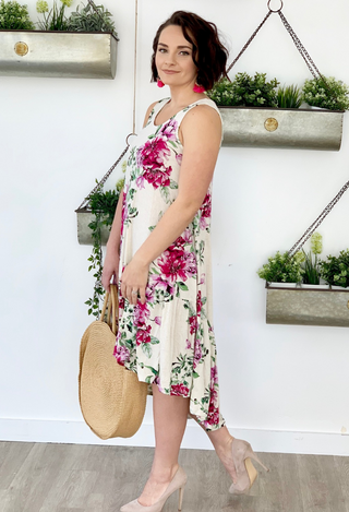 Floral Beach Dress in Ivory