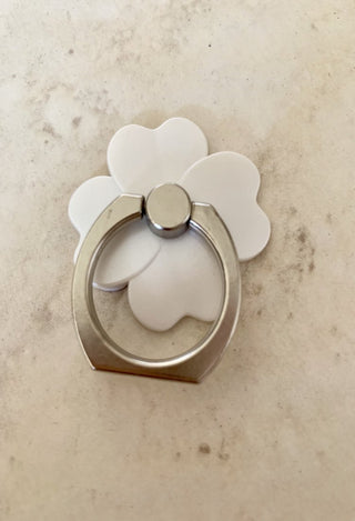 smart phone flower ring grip in pearl white