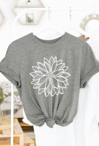 Dahlia Flower graphic tee in grey