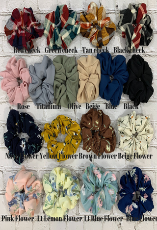 chiffon scrunchies in various colors