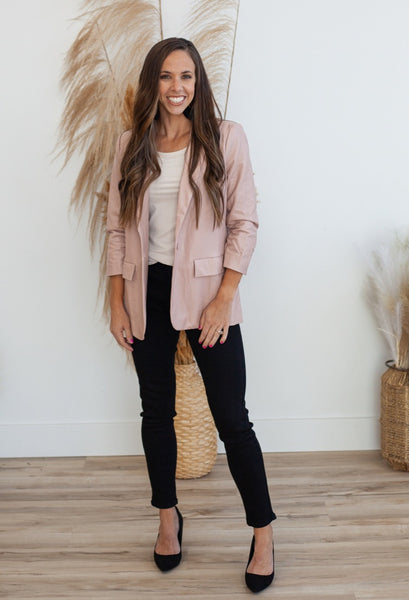 Leather Ruched Blazer