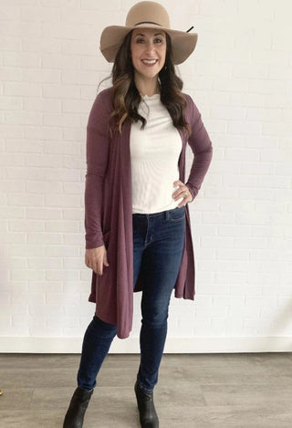 Caraway Duster Cardigan Eggplant