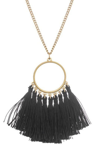 black Tassel drop Necklace