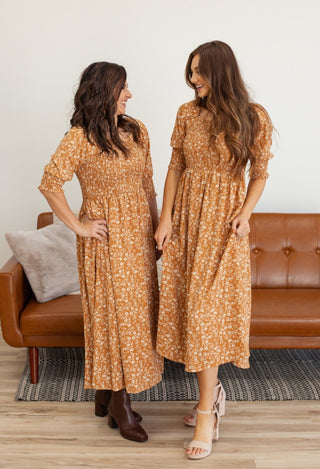 2 Golden floral Dresses