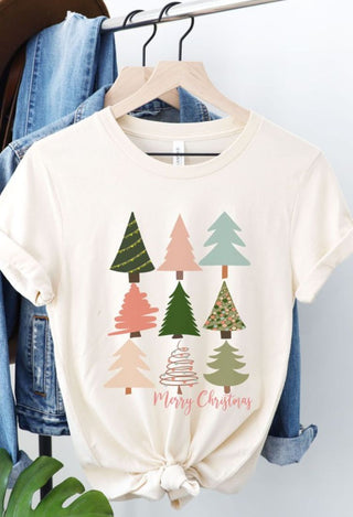 Boho Christmas Tree Graphic Tee in Cream
