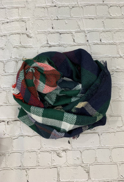 plaid green infinity scarf