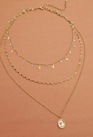 triple layer necklace in gold