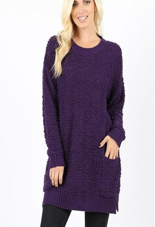 Popcorn Sweater in purple