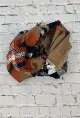 plaid camel infinity scarf