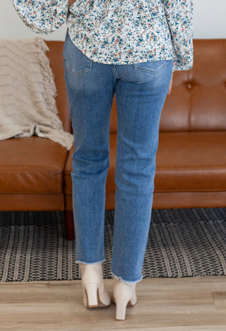 Straight let jeans back view