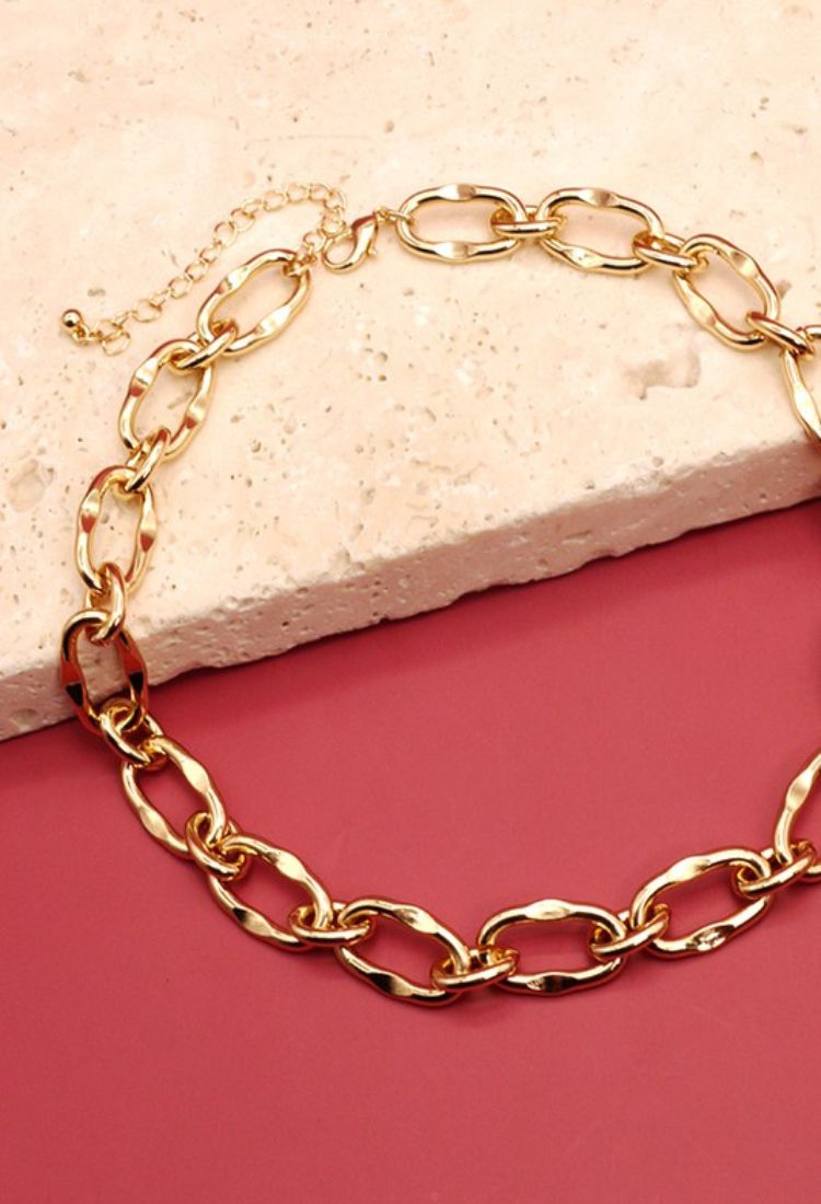 Hammered Link Chain Necklace