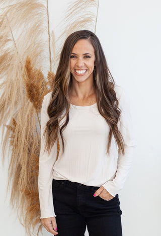 long sleeve cream top