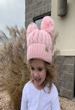 C.C Kids Double Pom hat in pink