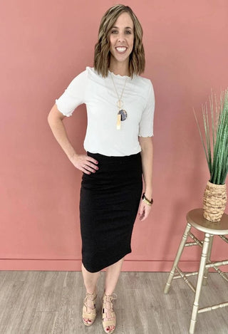 Savvy Pencil Skirt with white top
