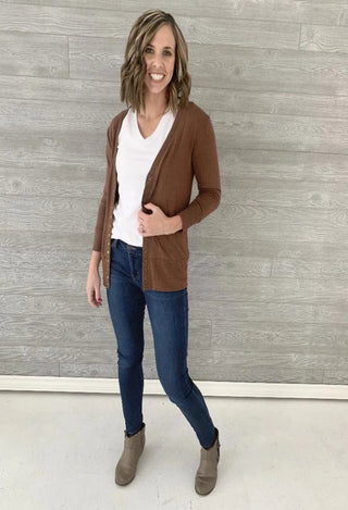 chestnut brown sweater cardigan