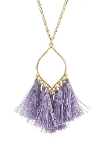 lavender Tassel drop Necklace