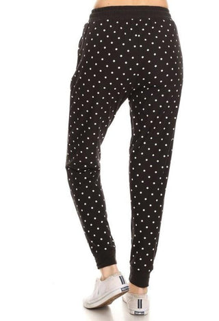 womens black/white dot jogger