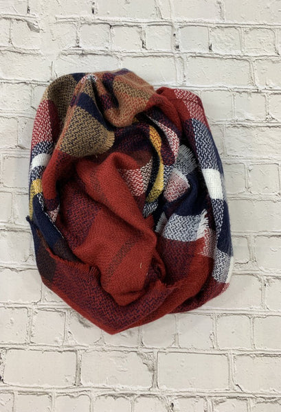 plaid red infinity scarf