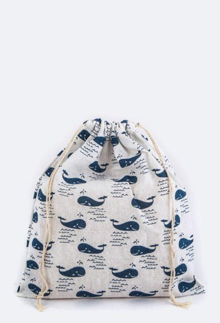 tropical canvas bag in navy whales