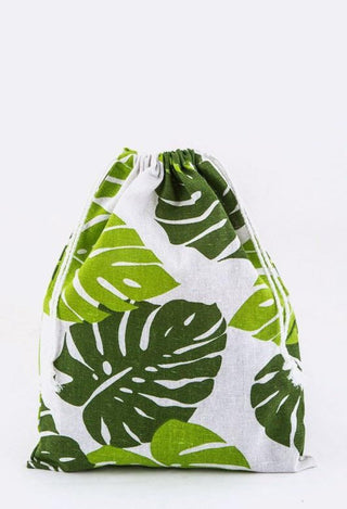 tropical canvas tote bag in green leaf