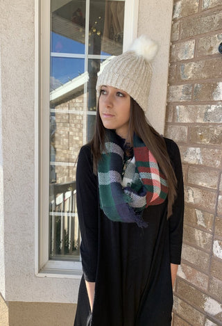 green Plaid Infinity scarf
