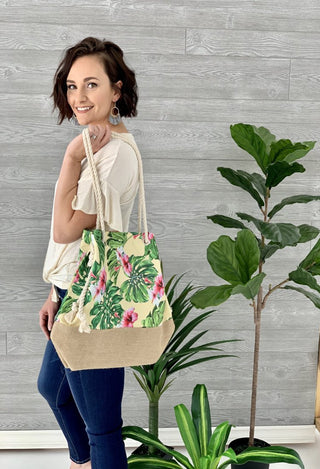 Floral Beach Bag in yellow